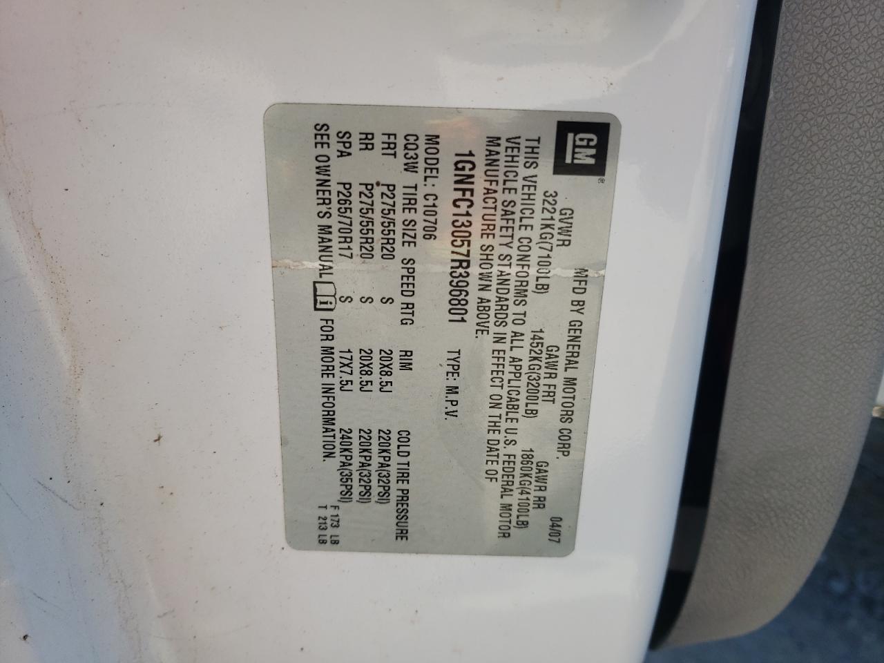 2007 CHEVROLET TAHOE C1500 photo 25