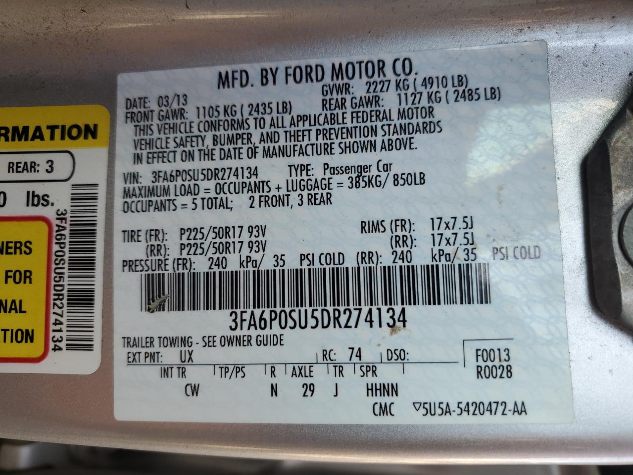 2013 FORD FUSION TITANIUM PHEV photo 12