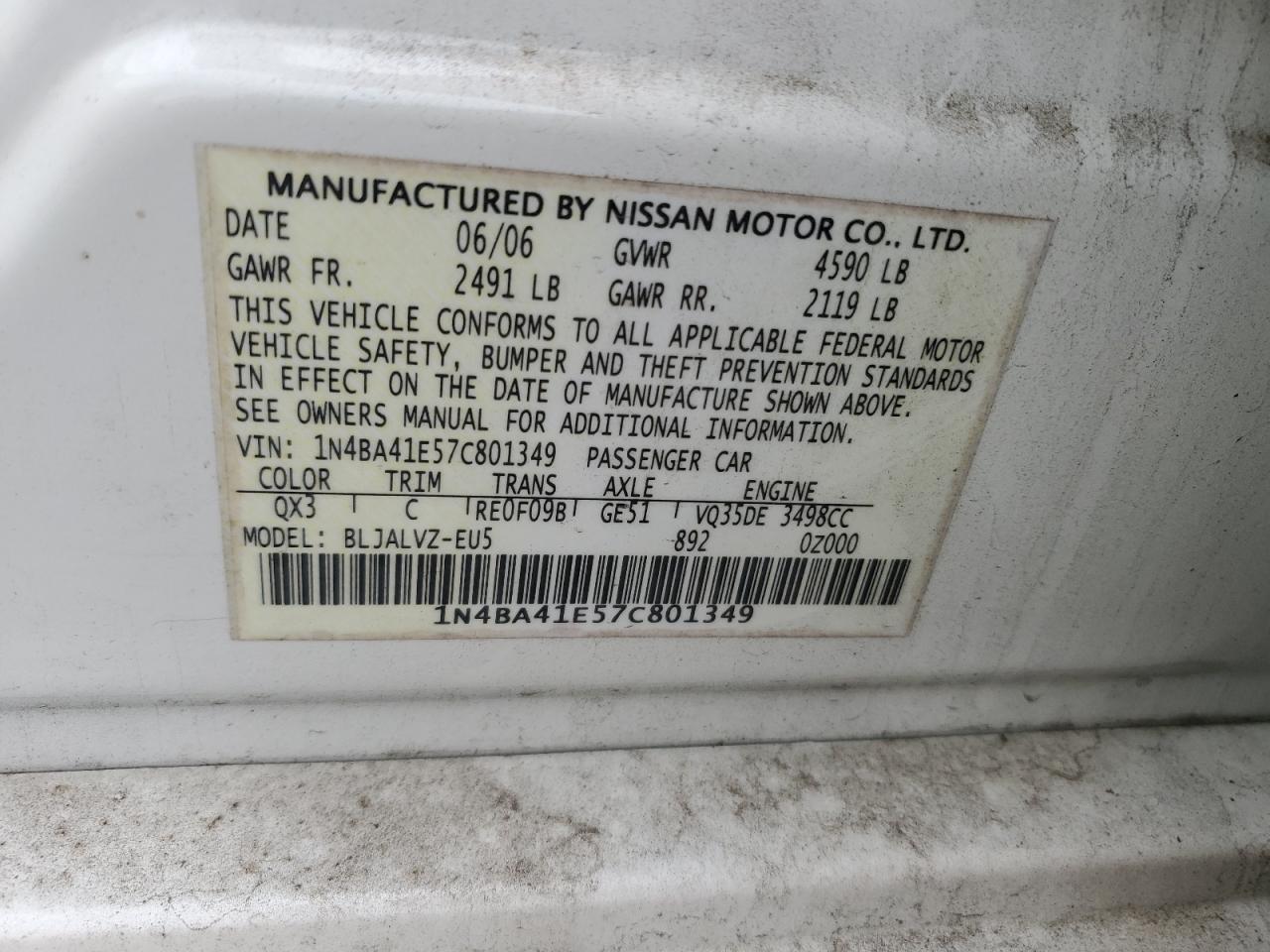 2007 NISSAN MAXIMA SE photo 25