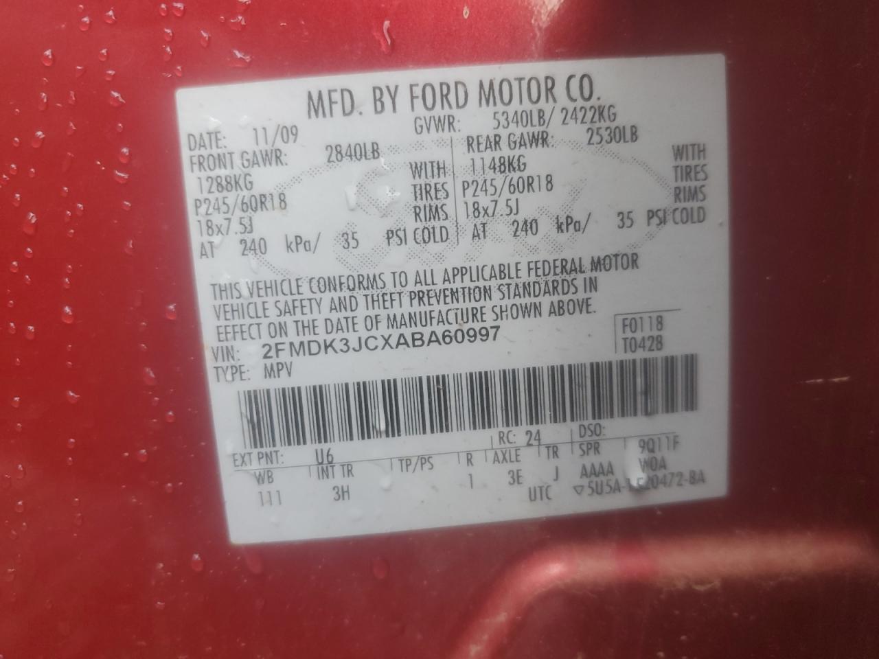2010 FORD EDGE SEL photo 13