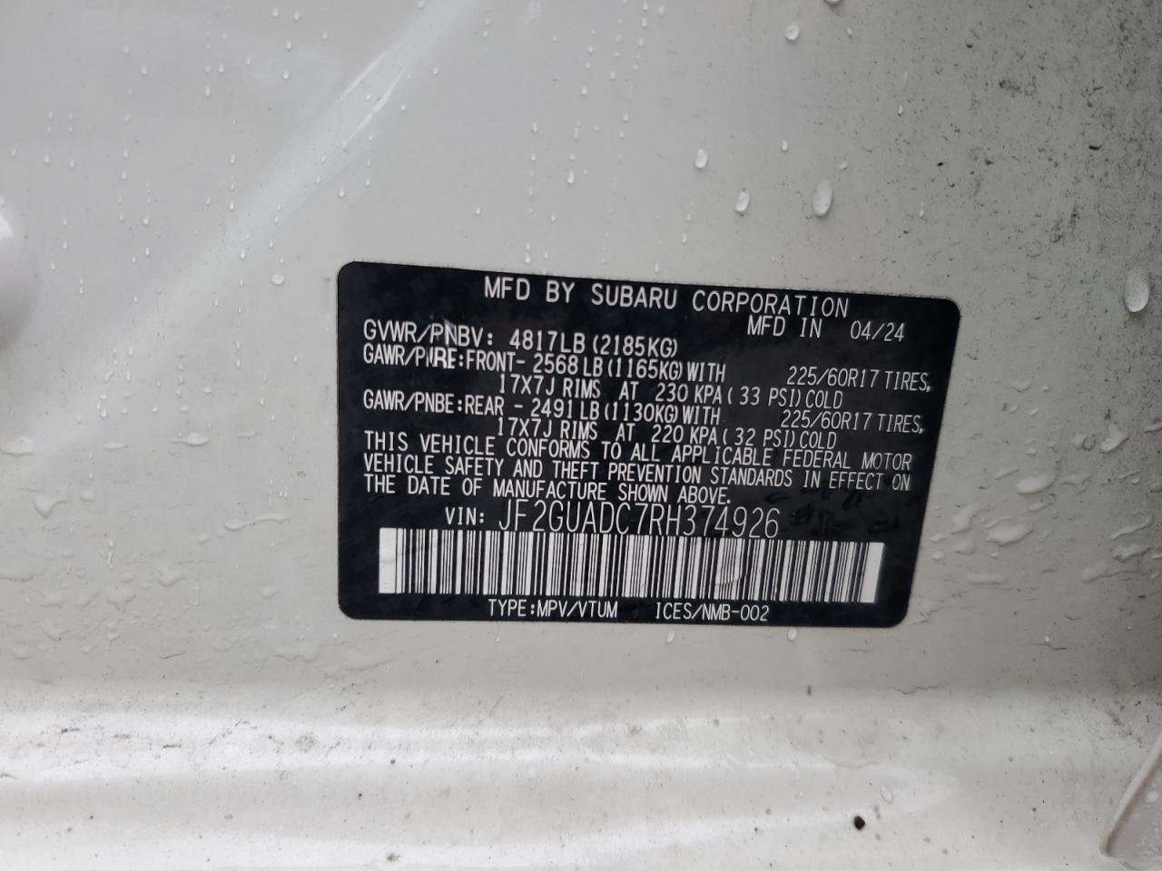 2024 SUBARU CROSSTREK PREMIUM photo 14