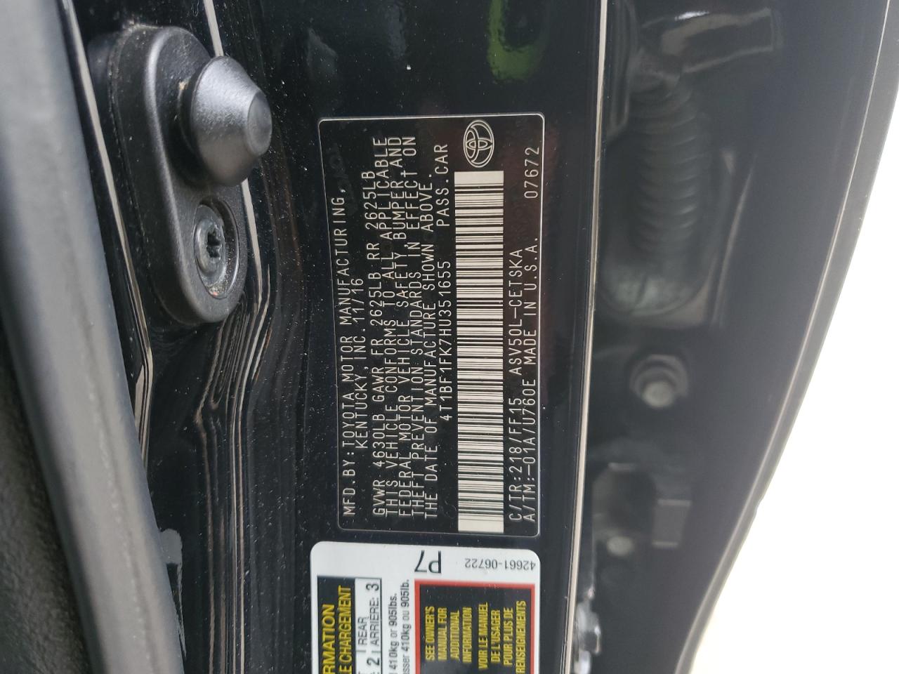 2017 TOYOTA CAMRY LE photo 23