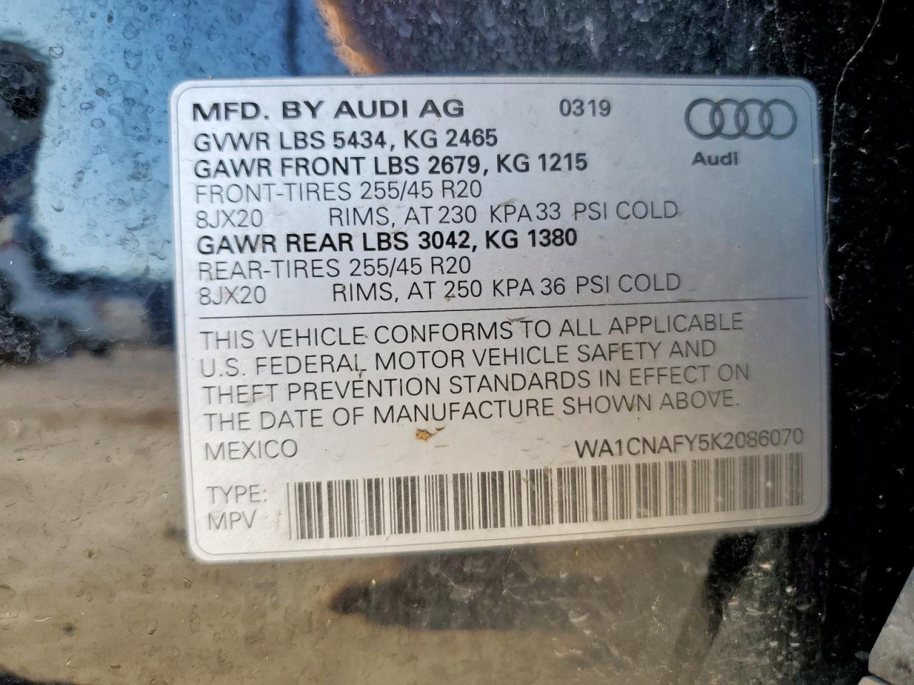 2019 AUDI Q5 PRESTIGE photo 12