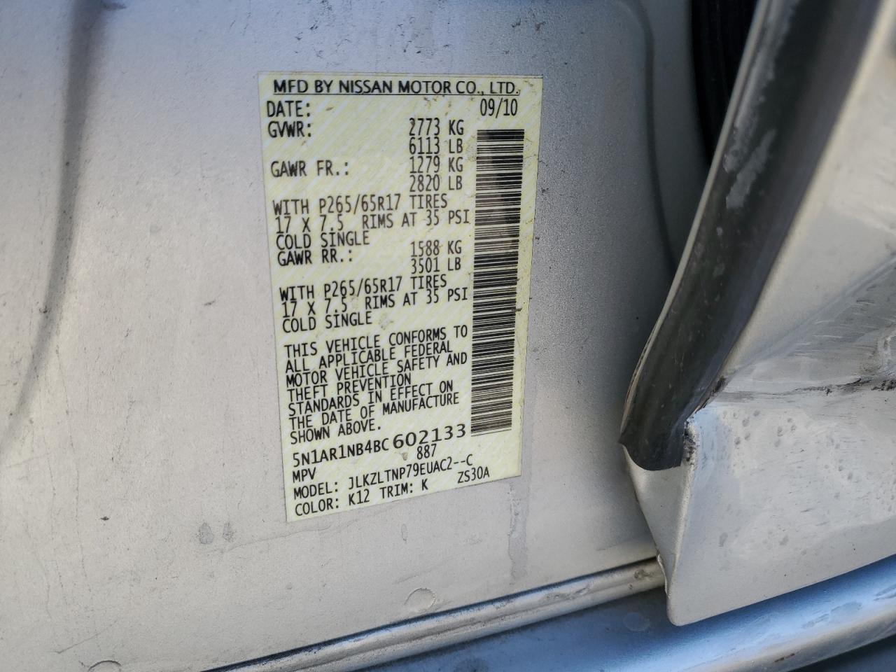 2011 NISSAN PATHFINDER S photo 12
