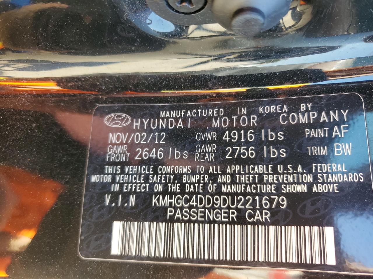 2013 HYUNDAI GENESIS 3.8L photo 13