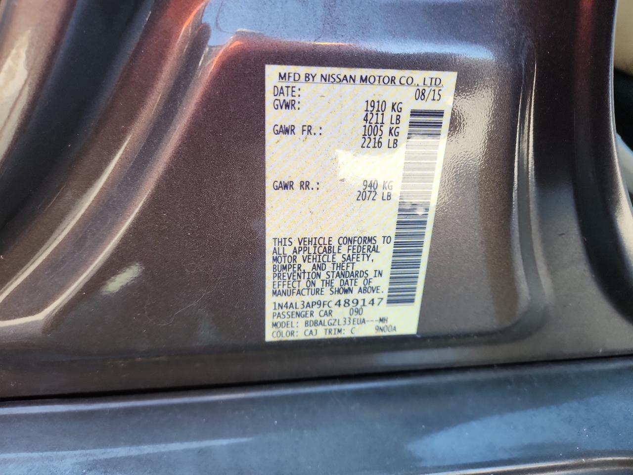 2015 NISSAN ALTIMA 2.5 S photo 12
