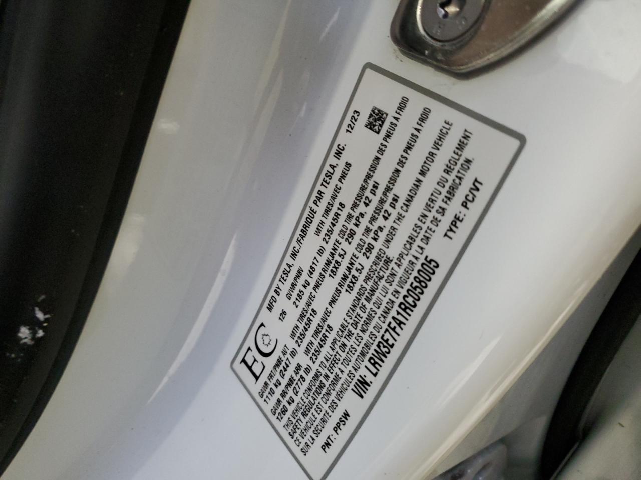 2024 TESLA MODEL 3 photo 12