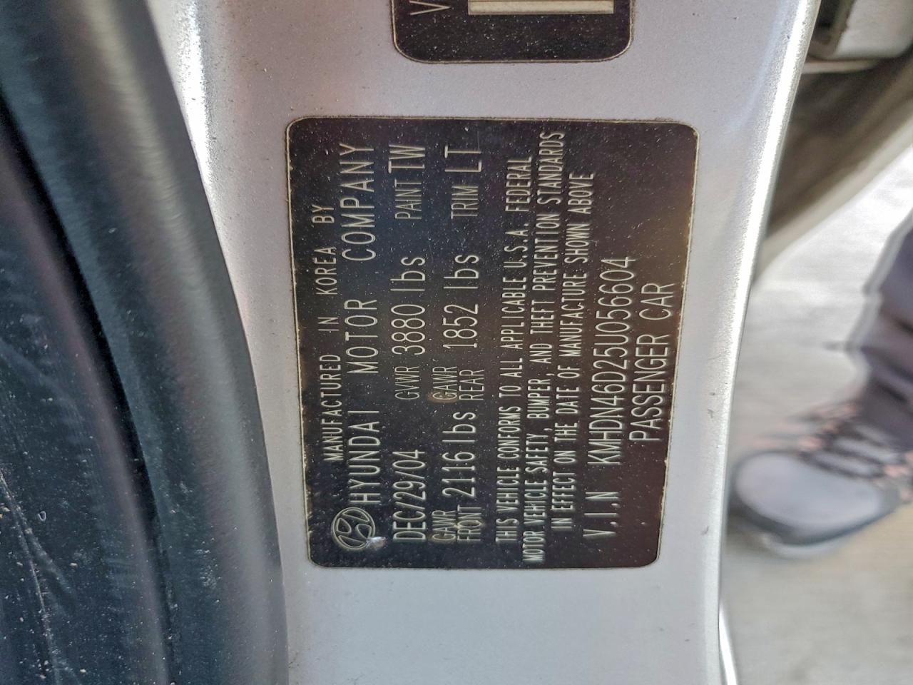 2005 HYUNDAI ELANTRA GLS photo 23