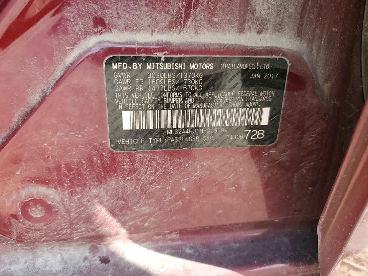 2017 MITSUBISHI MIRAGE SE photo 34