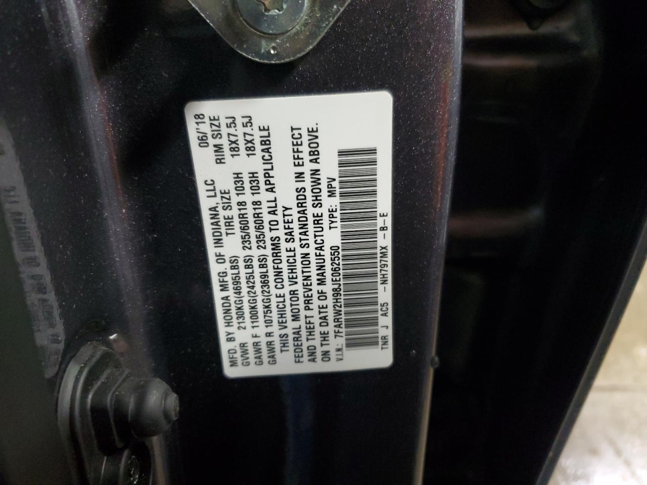 2018 HONDA CR-V TOURING photo 12