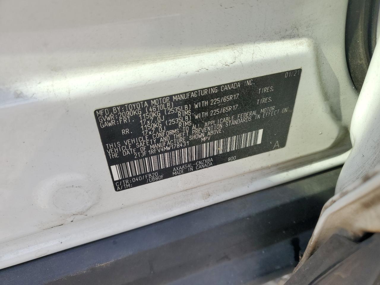2021 TOYOTA RAV4 LE photo 23