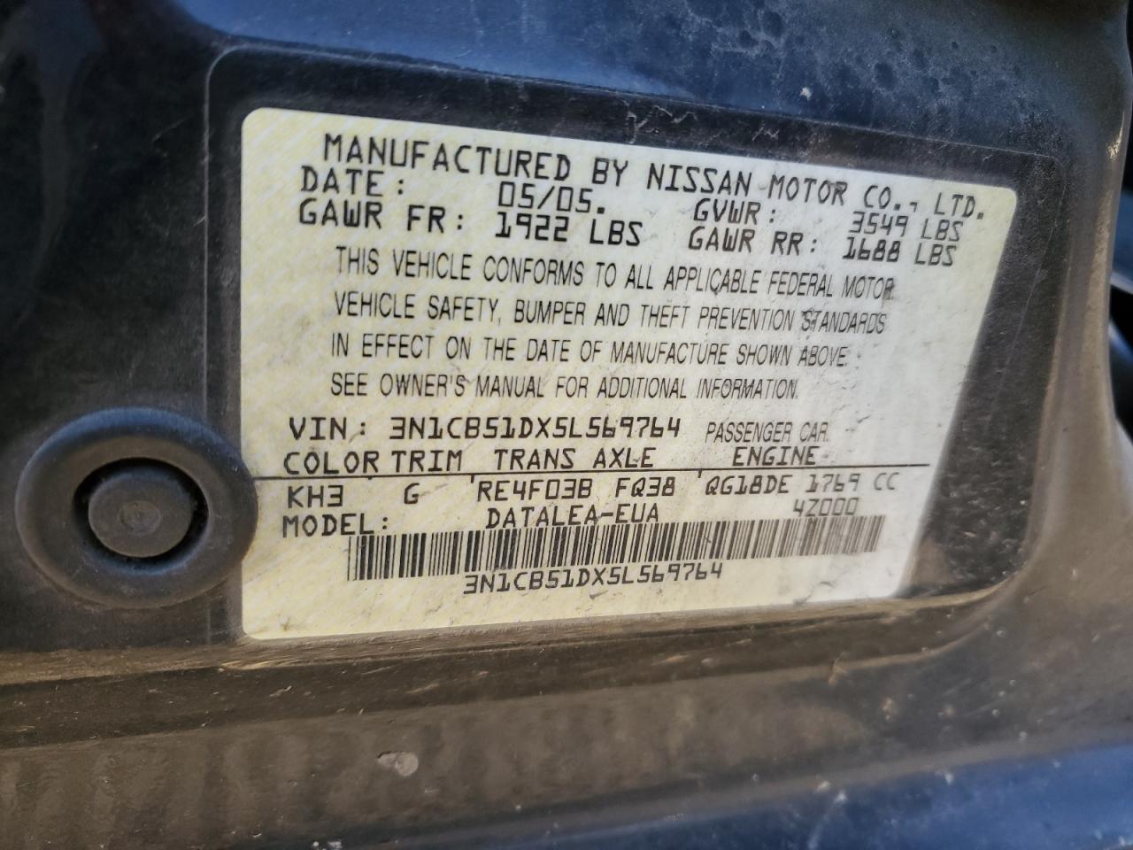 2005 NISSAN SENTRA 1.8 photo 25