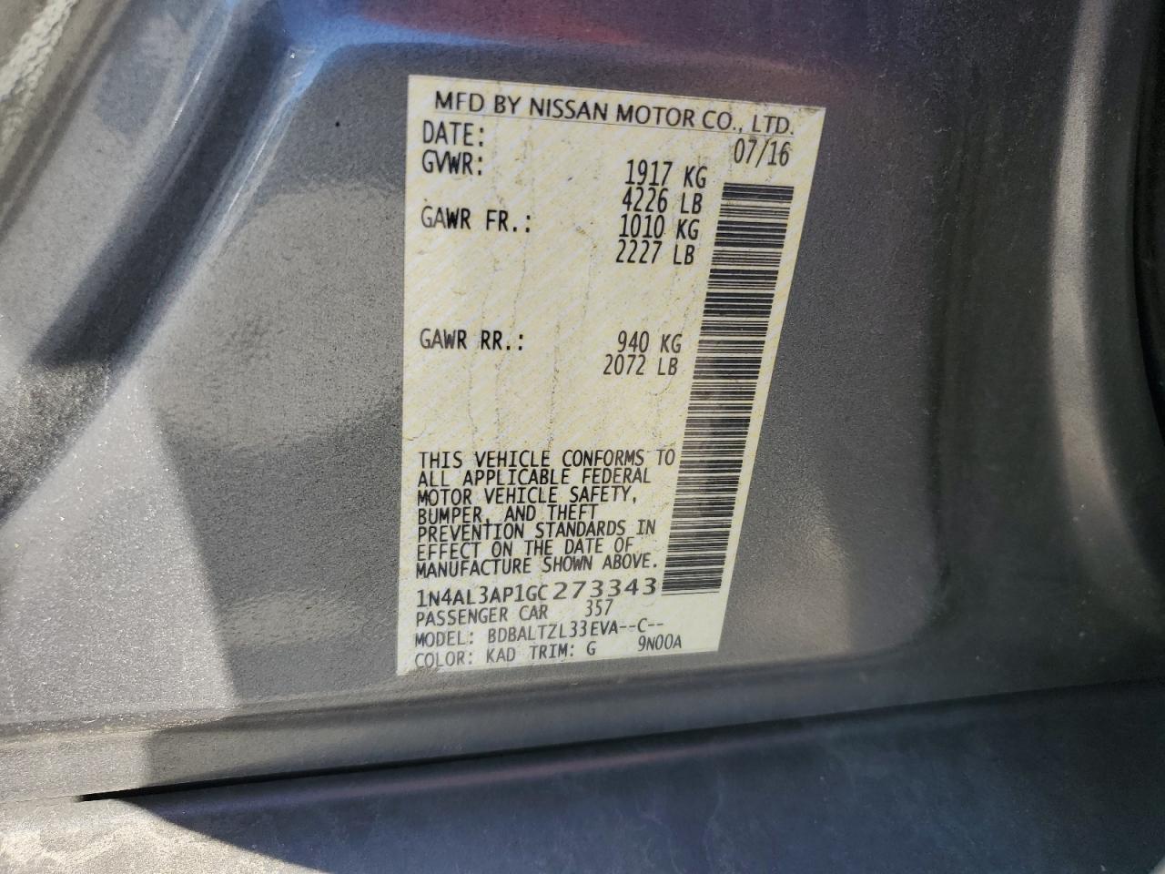 2016 NISSAN ALTIMA 2.5 photo 23