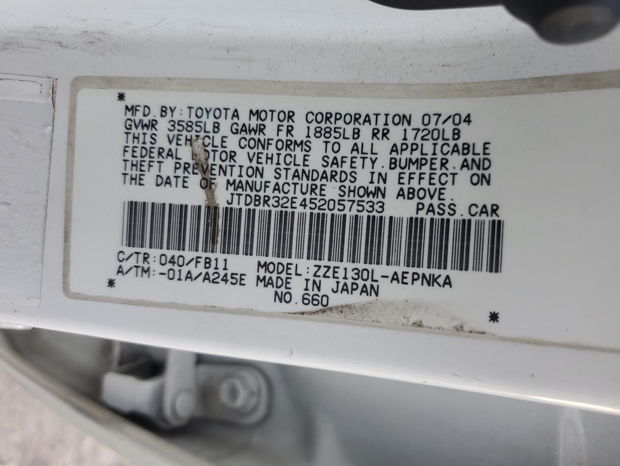 2005 TOYOTA COROLLA CE photo 12