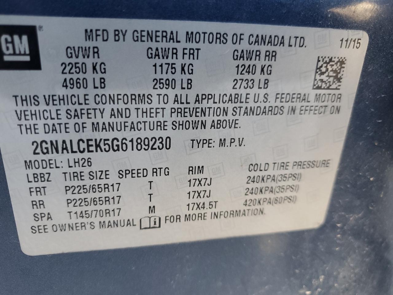 2016 CHEVROLET EQUINOX LT photo 13