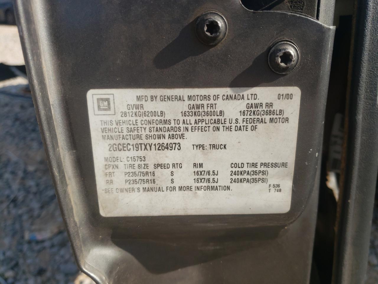 2000 CHEVROLET SILVERADO C1500 photo 12
