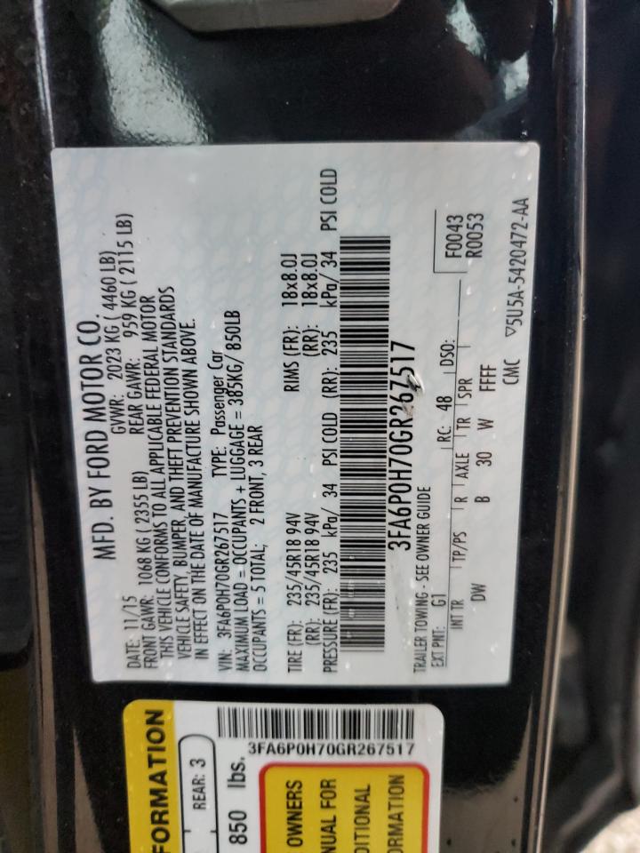 2016 FORD FUSION SE photo 12