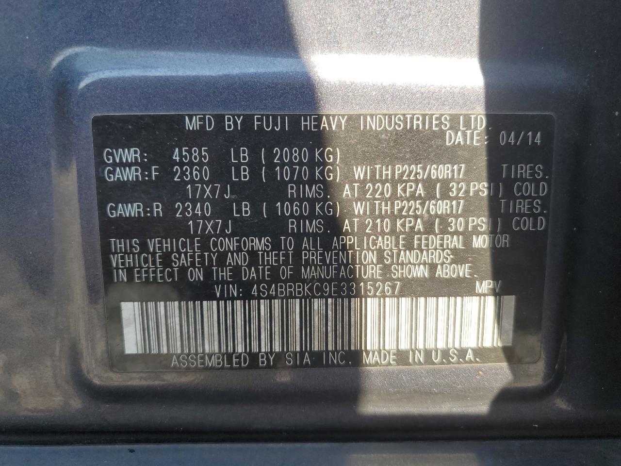 2014 SUBARU OUTBACK 2.5I LIMITED photo 13