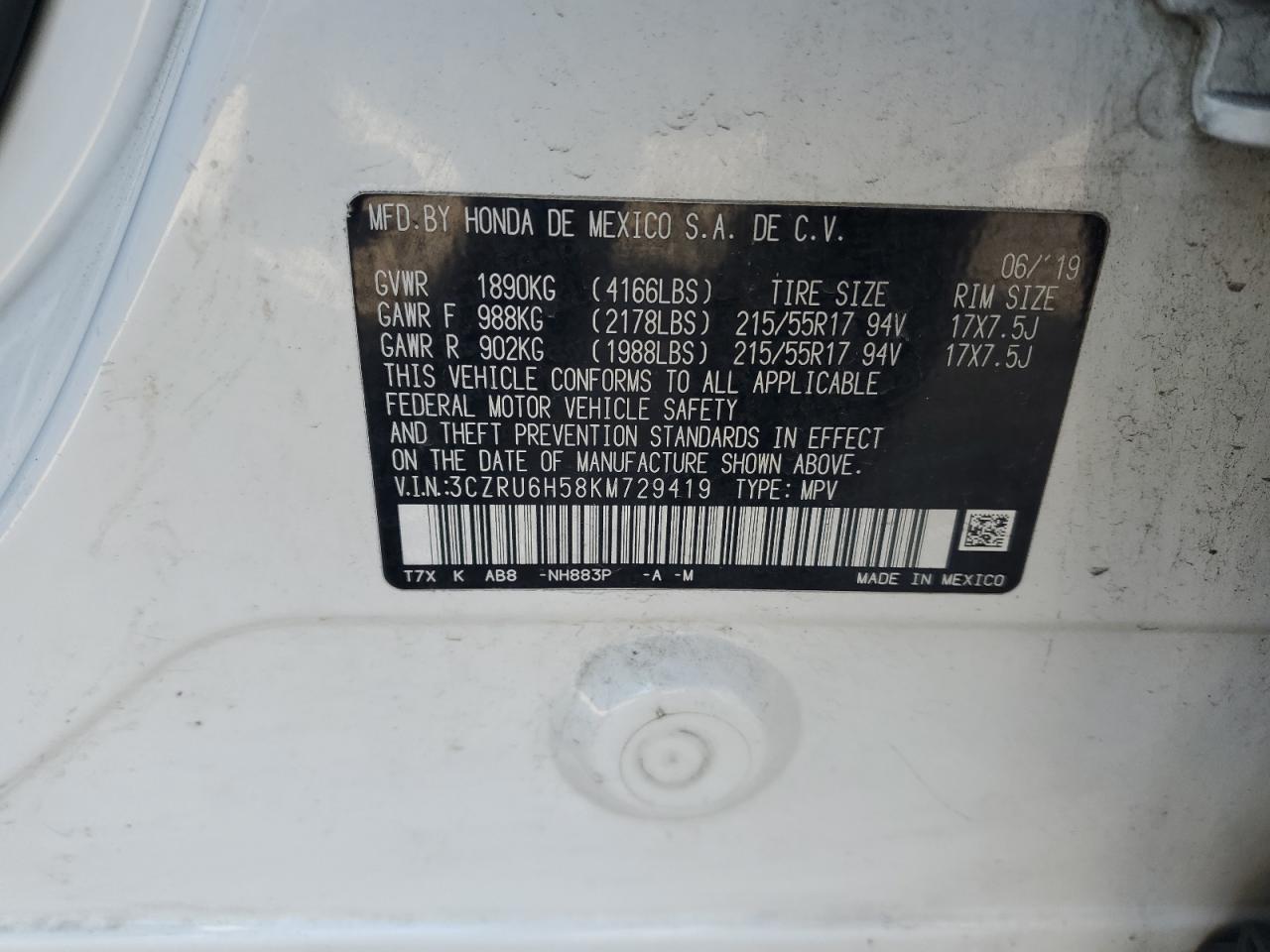 2019 HONDA HR-V EX photo 34