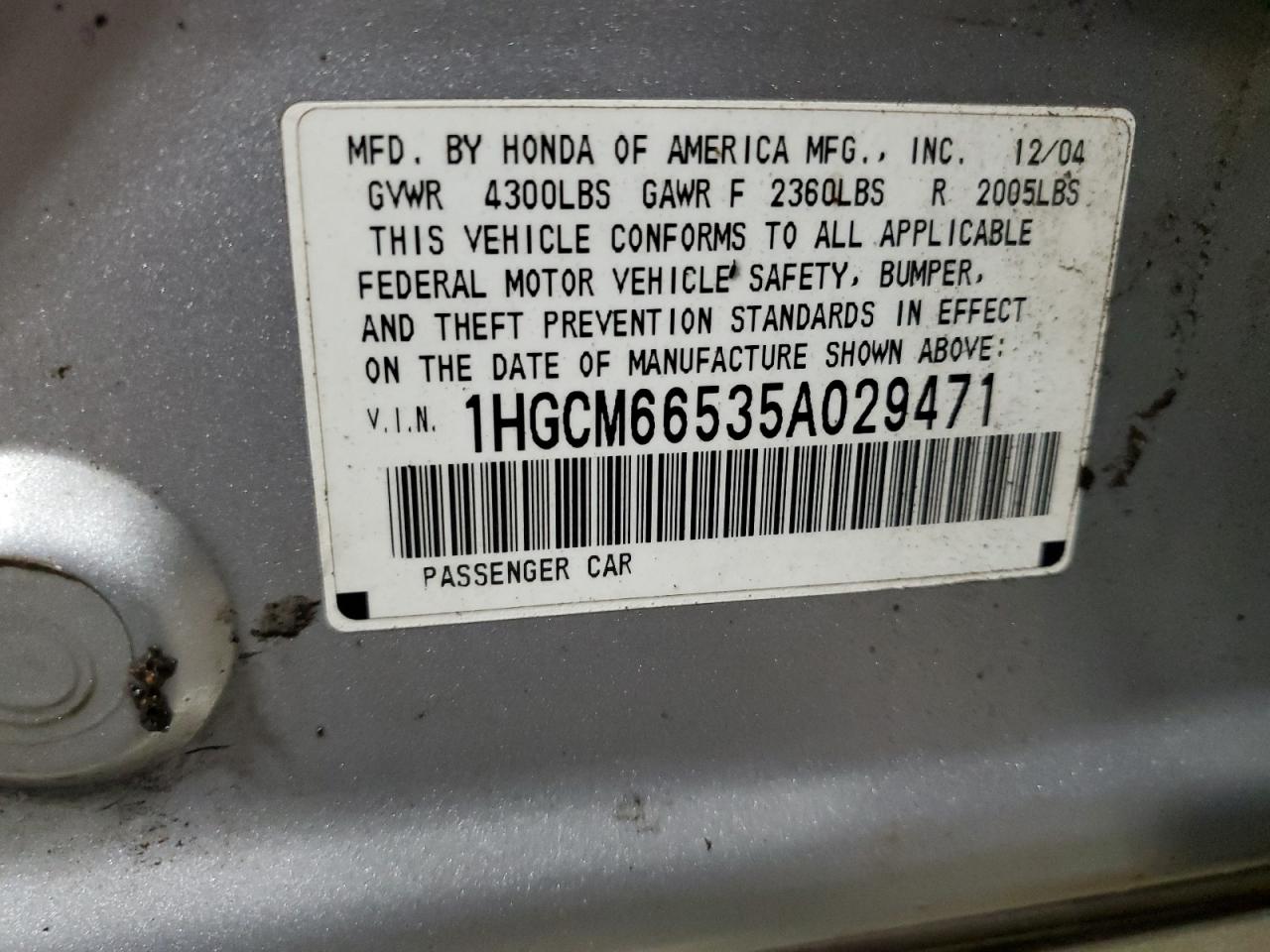 2005 HONDA ACCORD EX photo 23