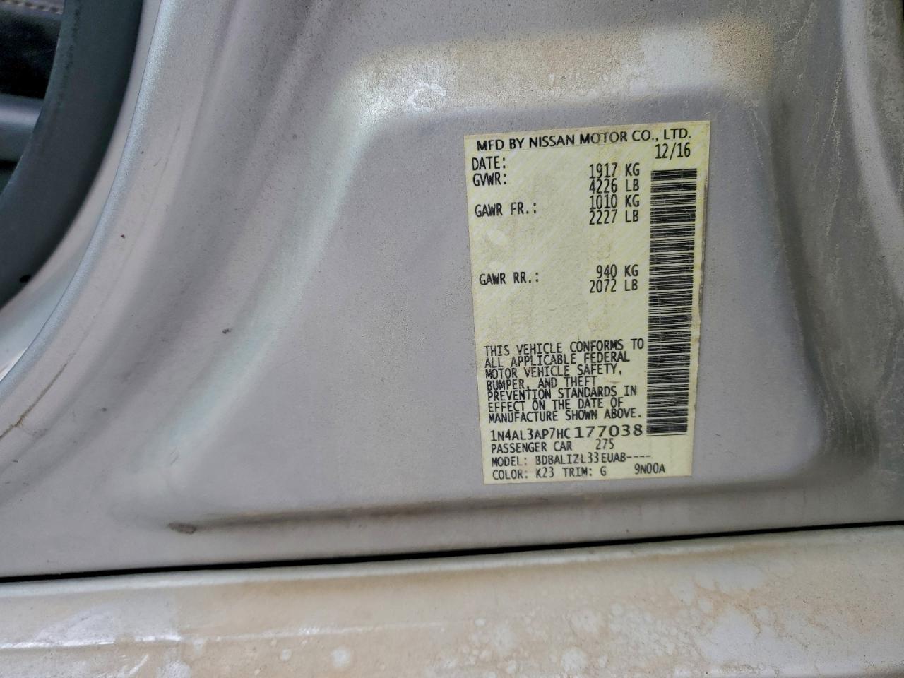2017 NISSAN ALTIMA 2.5 photo 23