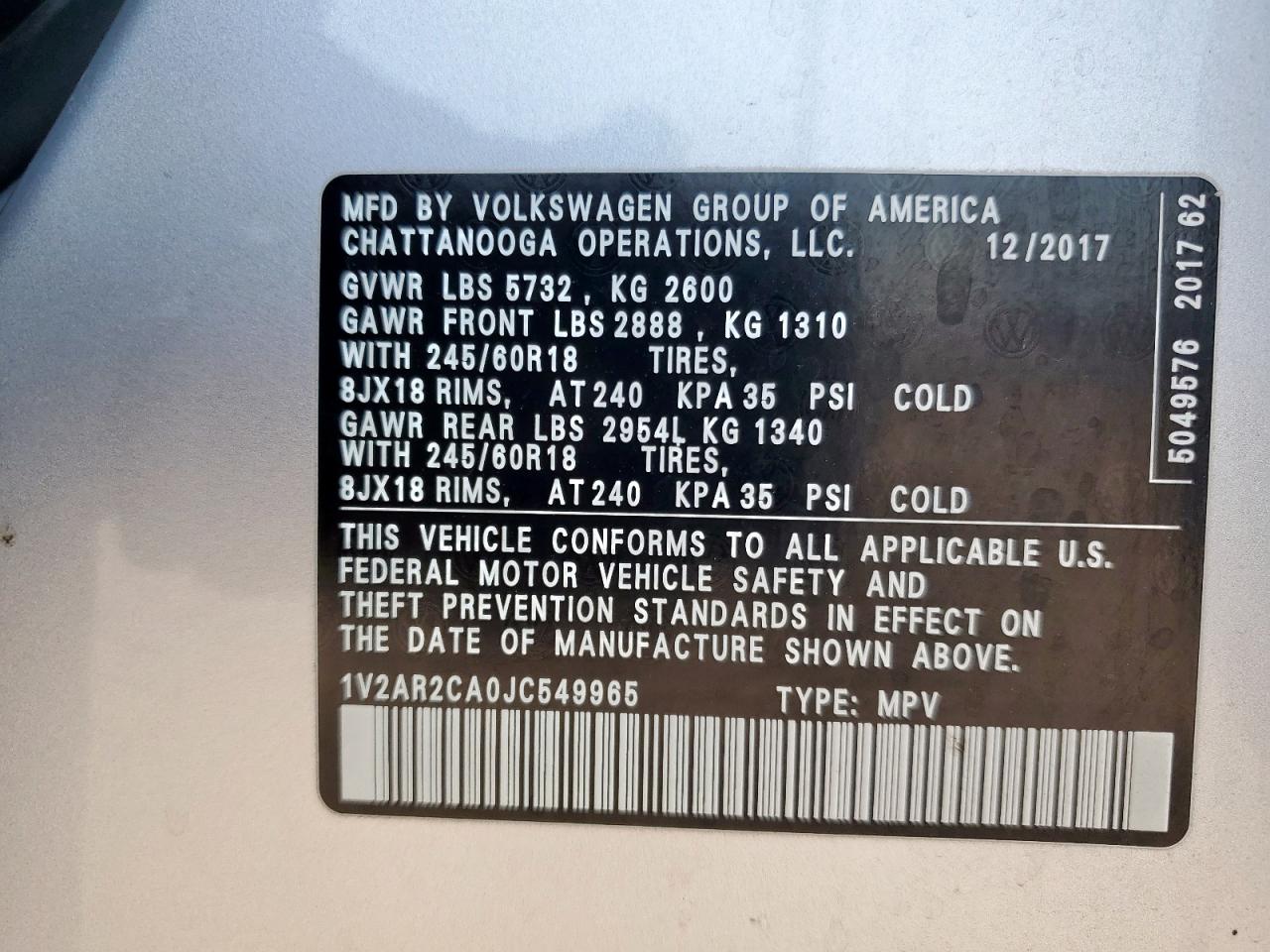 2018 VOLKSWAGEN ATLAS S photo 25