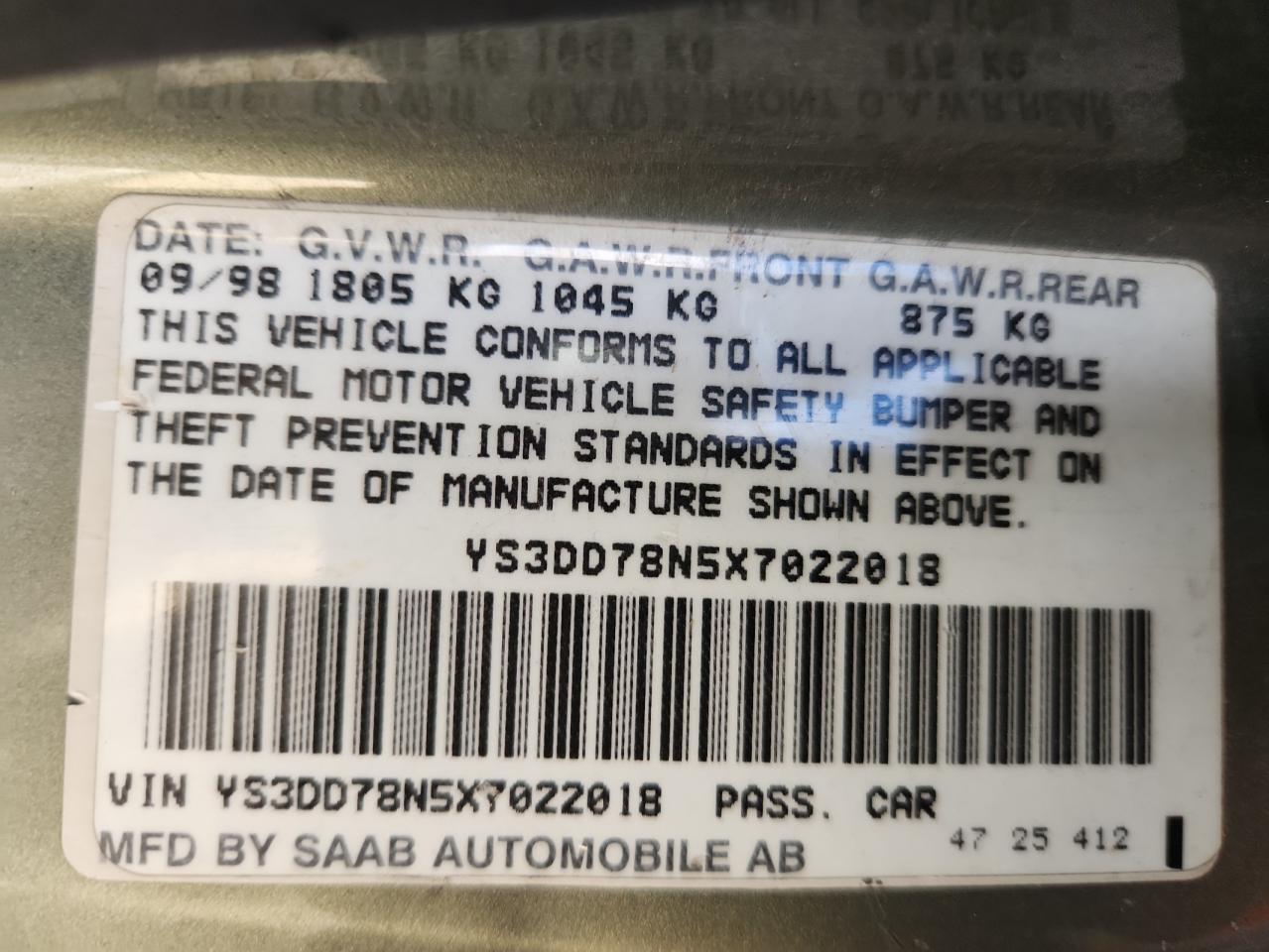 1999 SAAB 9-3 S photo 23