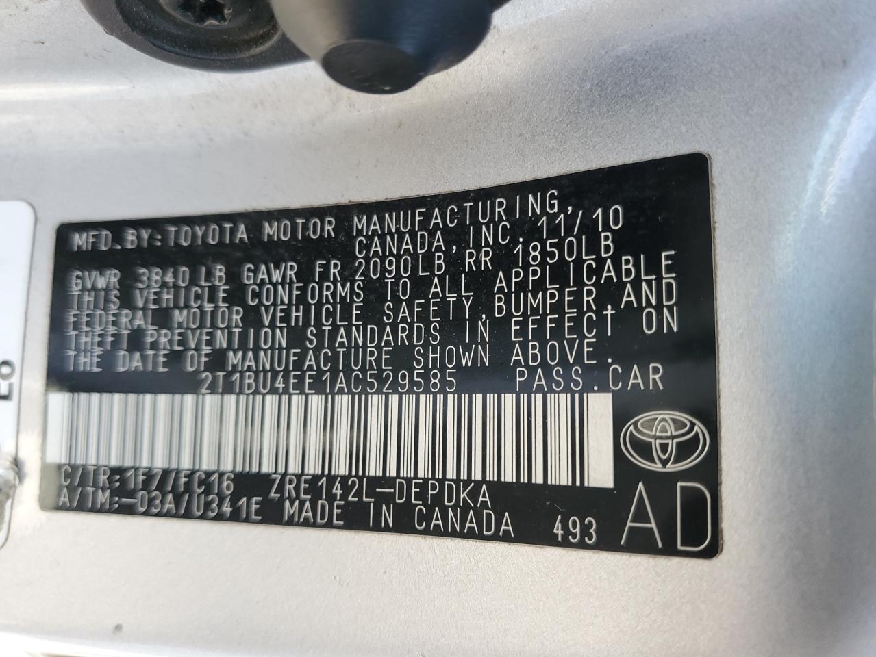 2010 TOYOTA COROLLA BASE photo 25
