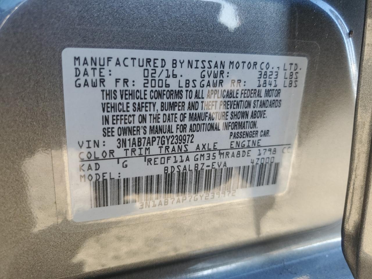 2016 NISSAN SENTRA S photo 25