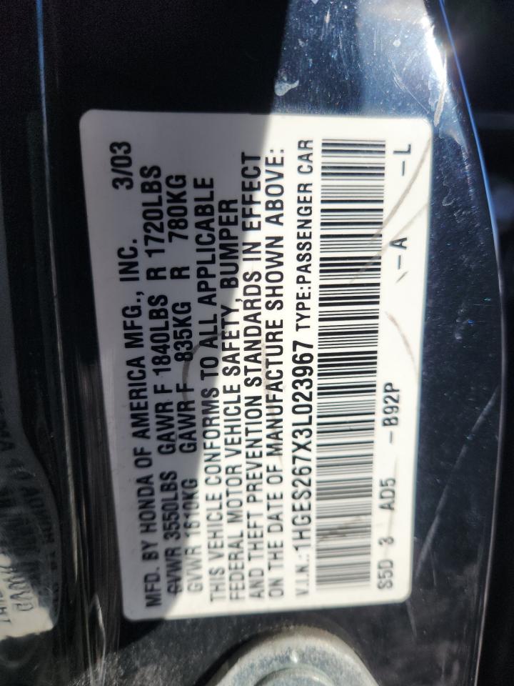 2003 HONDA CIVIC EX photo 12
