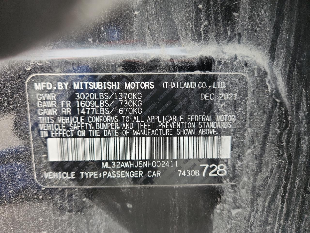 2022 MITSUBISHI MIRAGE photo 14