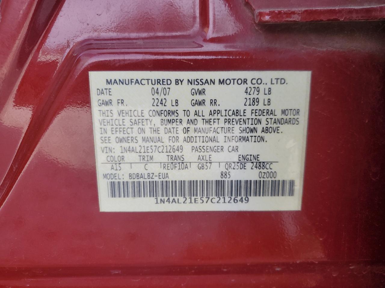 2007 NISSAN ALTIMA 2.5 photo 34