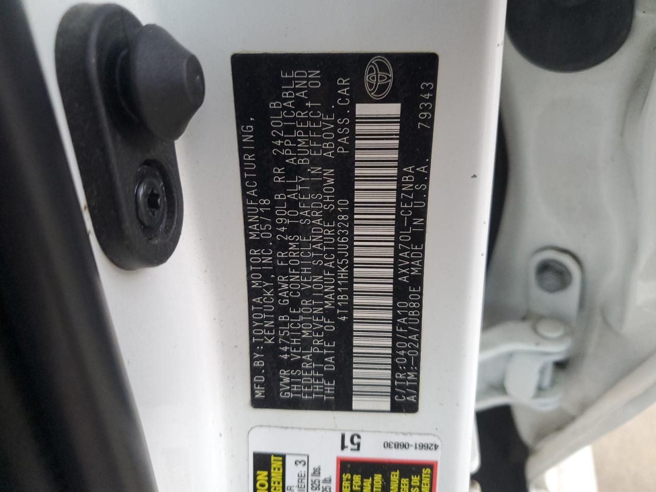 2018 TOYOTA CAMRY L photo 23