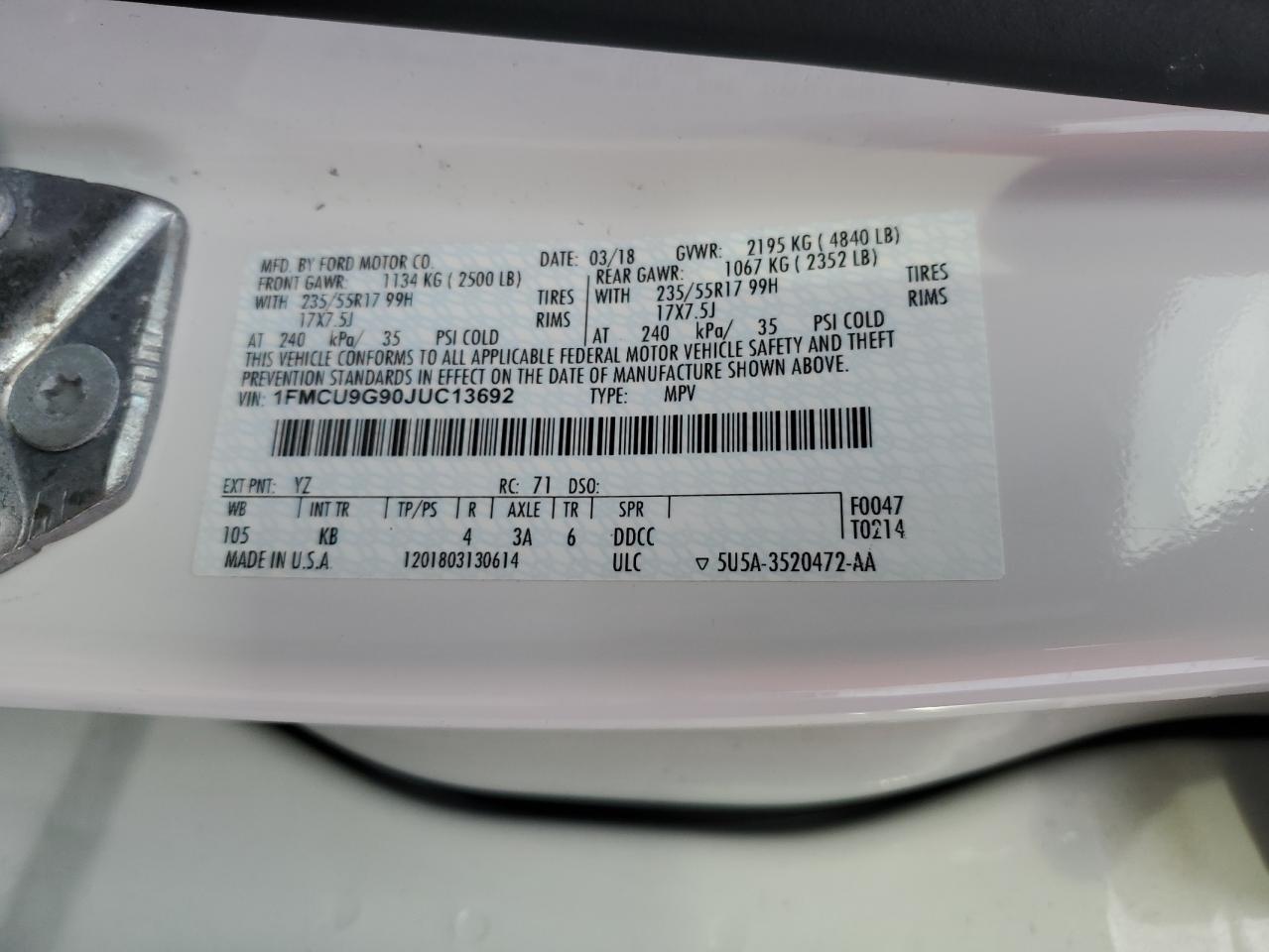 2018 FORD ESCAPE SE photo 14