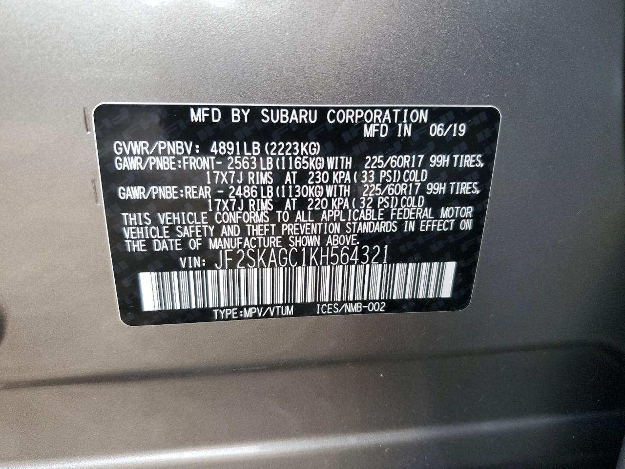 2019 SUBARU FORESTER PREMIUM photo 37