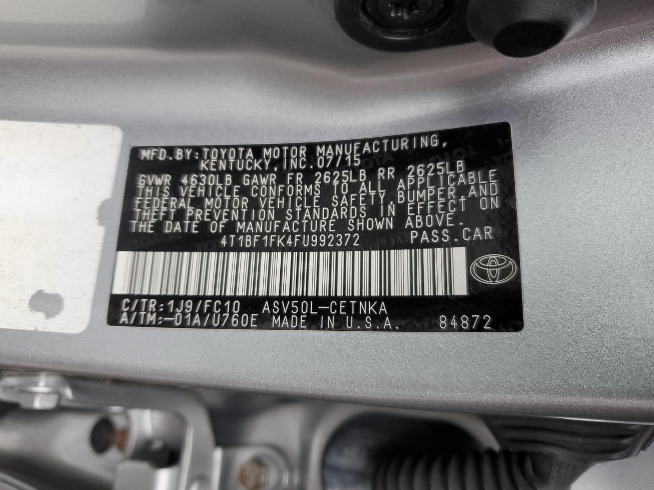 2015 TOYOTA CAMRY LE photo 12