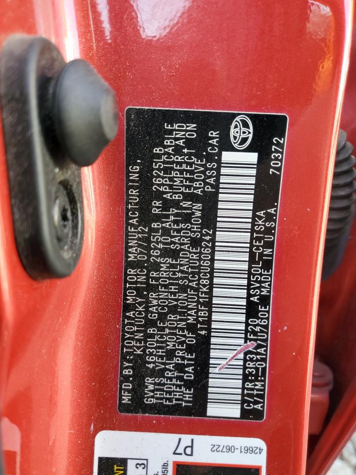 2012 TOYOTA CAMRY BASE photo 13