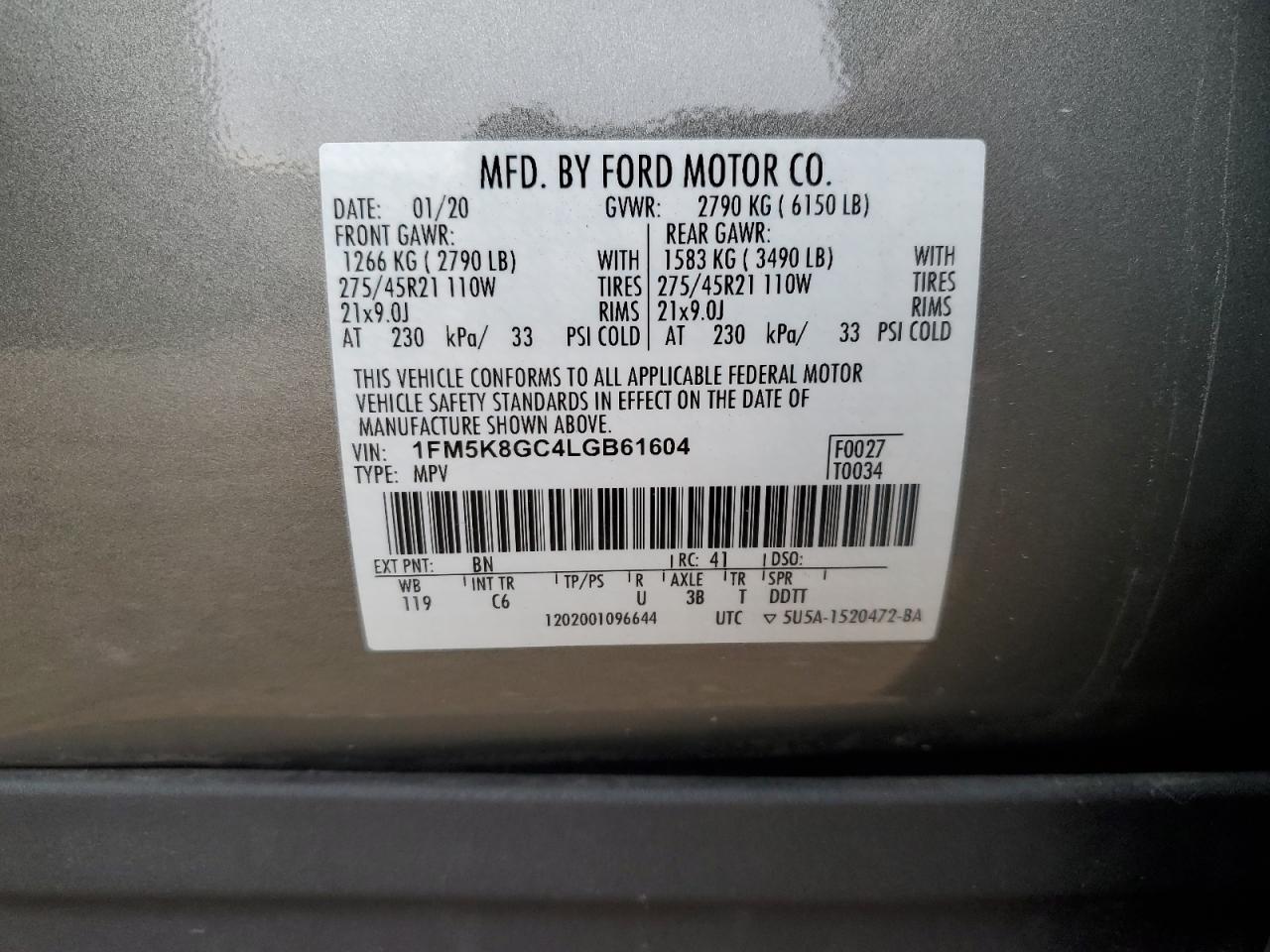 2020 FORD EXPLORER ST photo 14