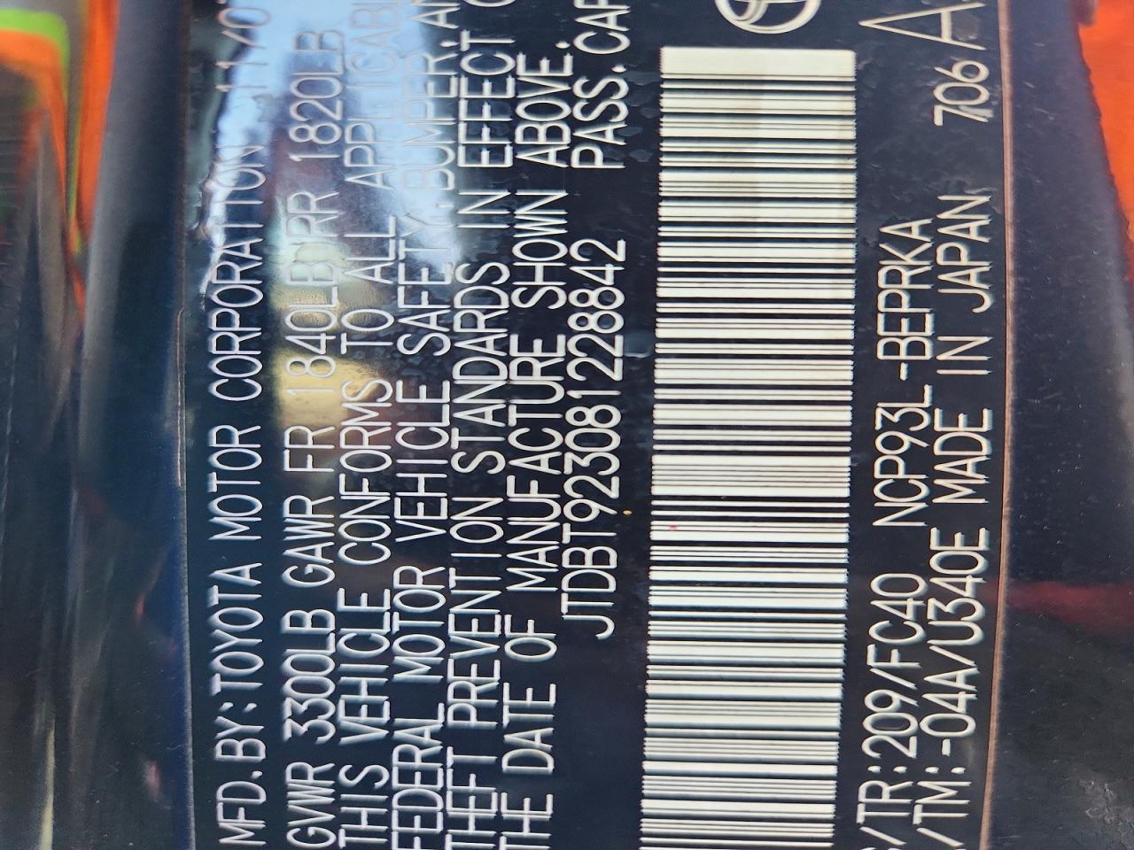 2008 TOYOTA YARIS BASE photo 23