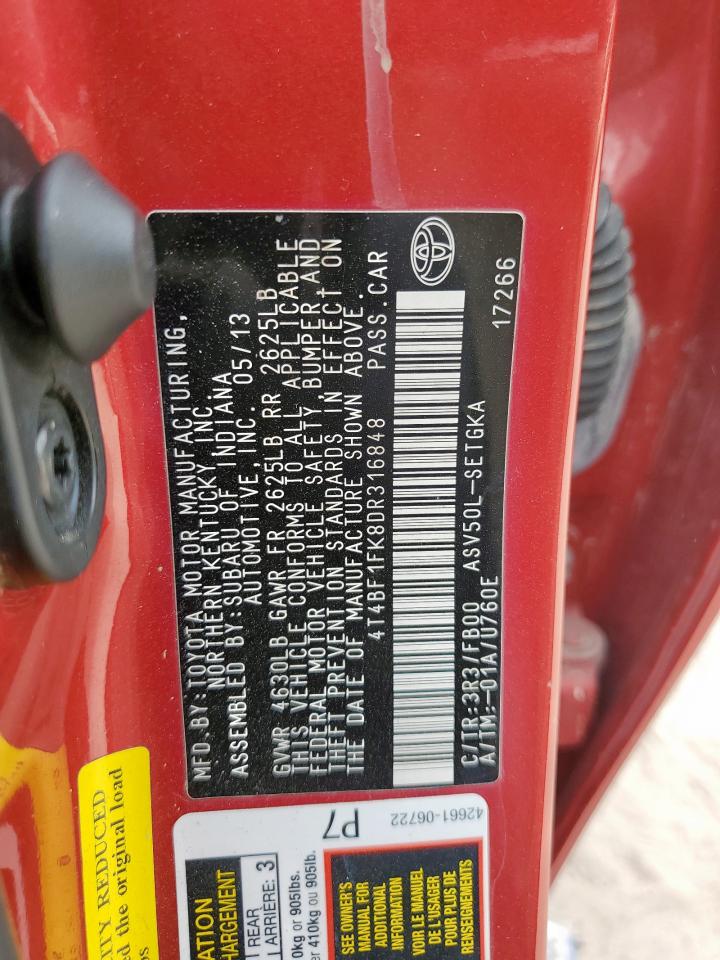 2013 TOYOTA CAMRY L photo 12
