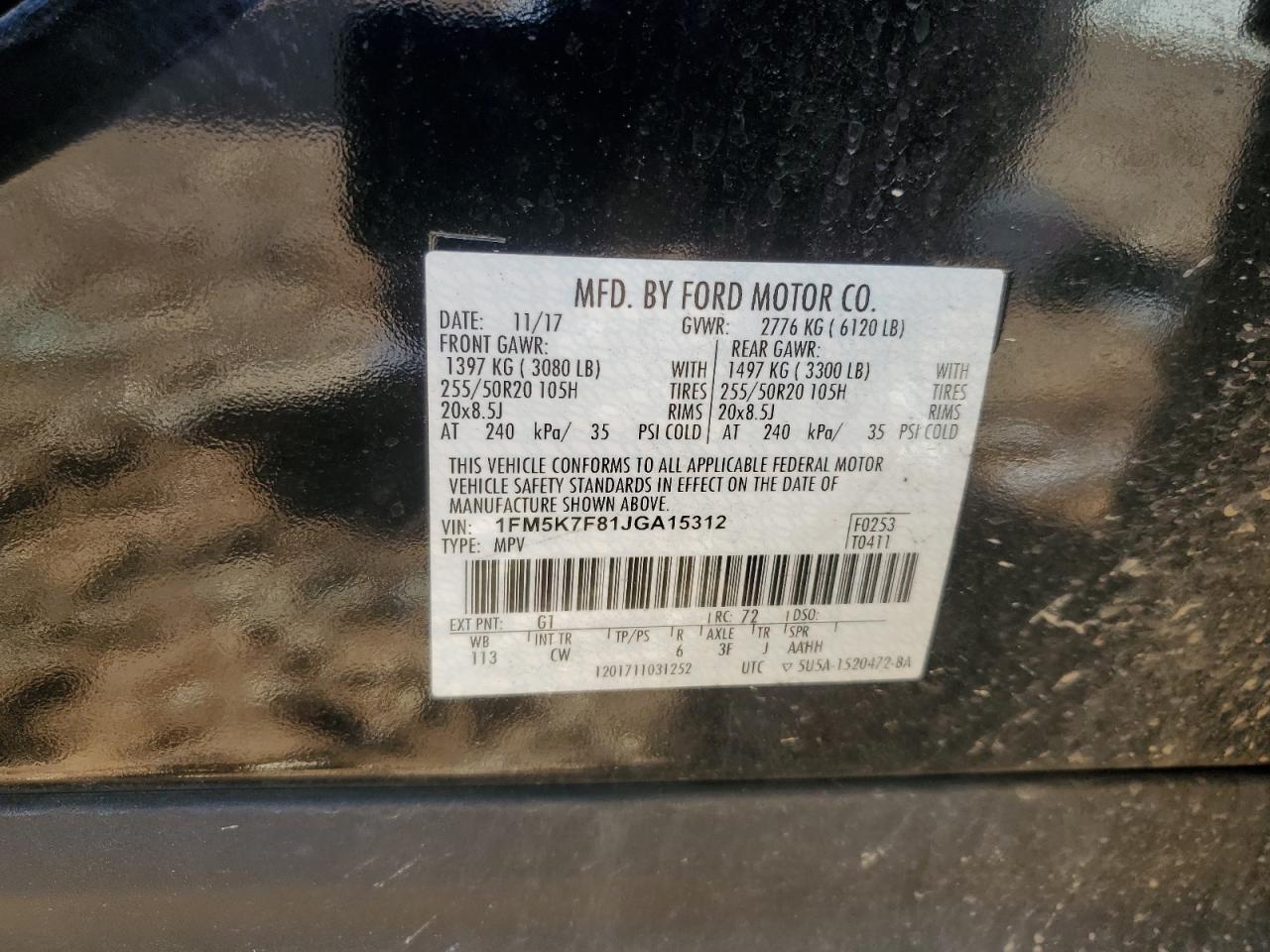 2018 FORD EXPLORER LIMITED photo 12
