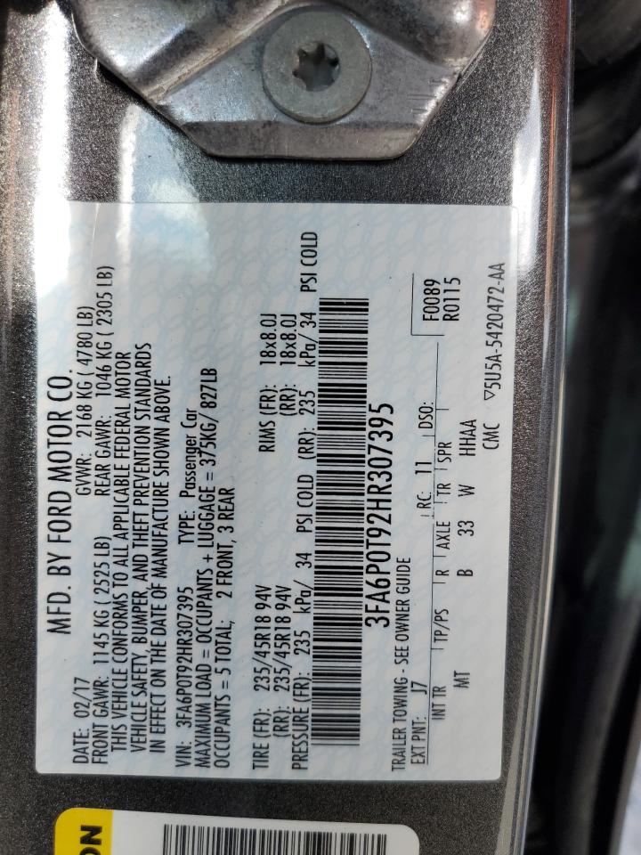 2017 FORD FUSION SE photo 12
