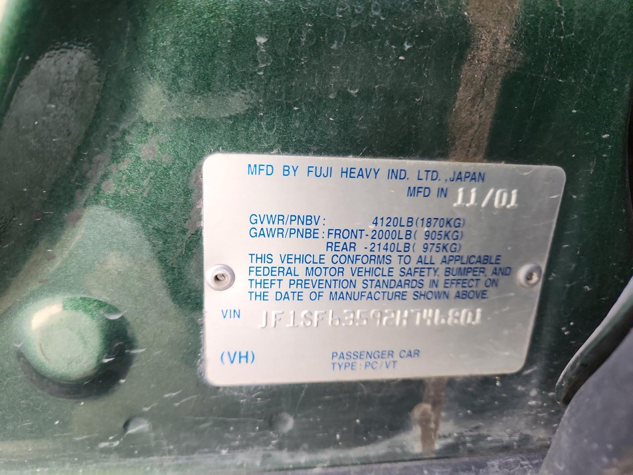 2002 SUBARU FORESTER L photo 12