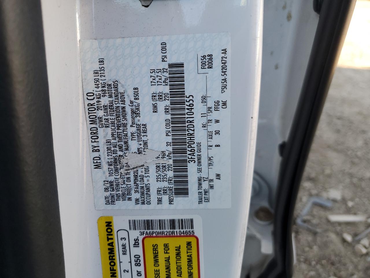 2013 FORD FUSION SE photo 13