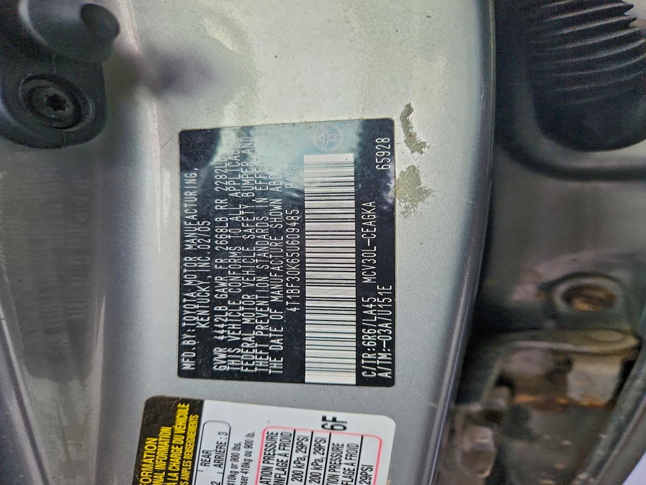 2005 TOYOTA CAMRY LE photo 12