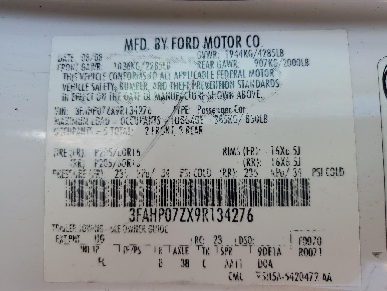 2009 FORD FUSION SE photo 23