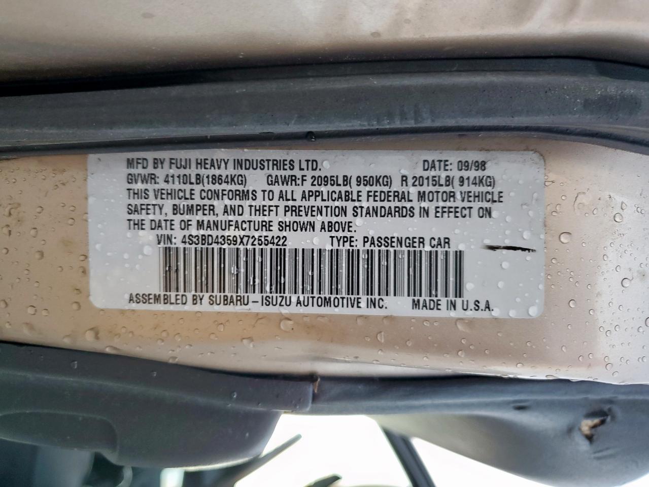 1999 SUBARU LEGACY L photo 34