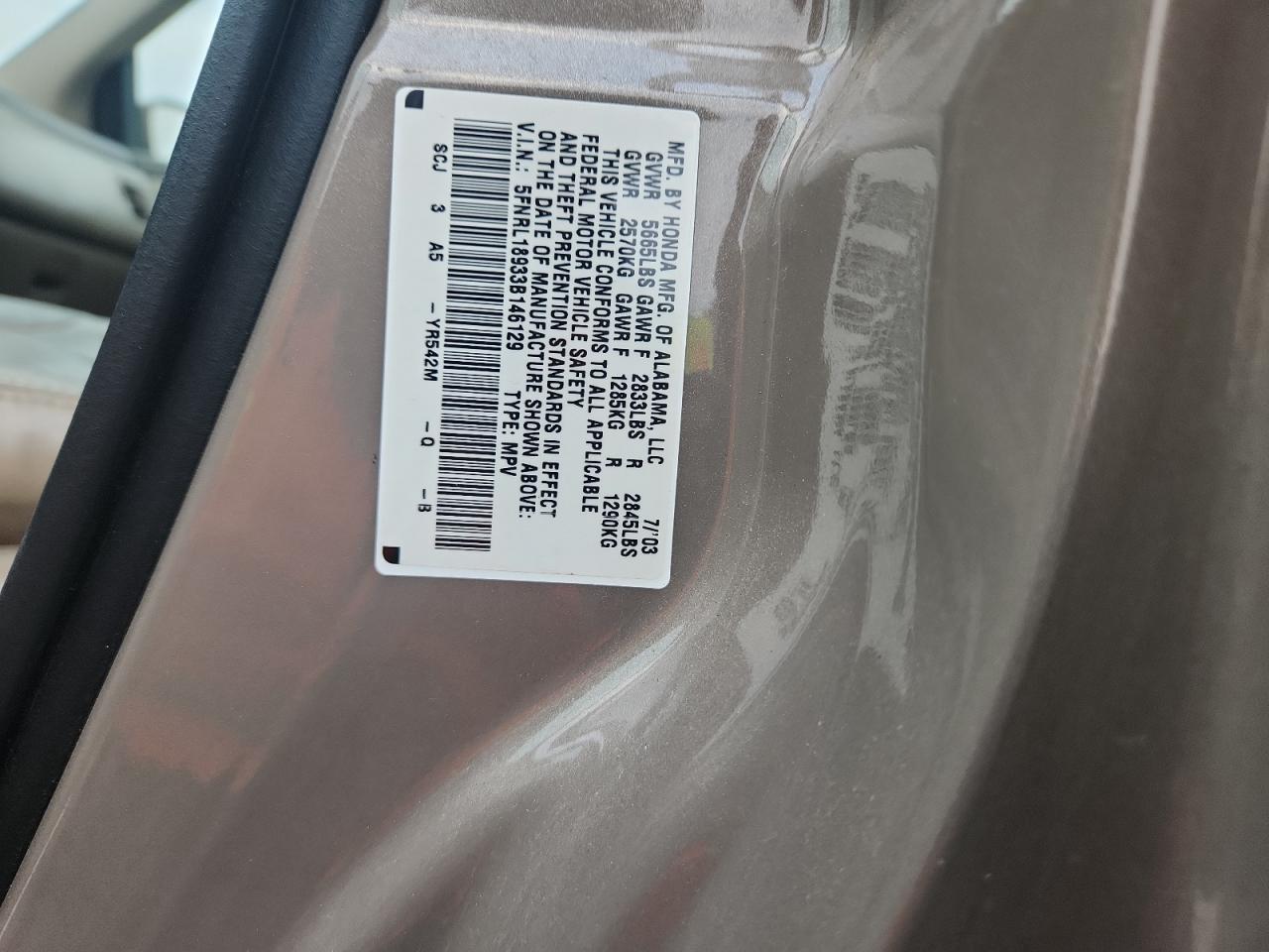 2003 HONDA ODYSSEY EXL photo 13