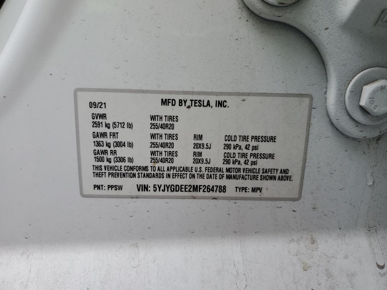 2021 TESLA MODEL Y photo 12