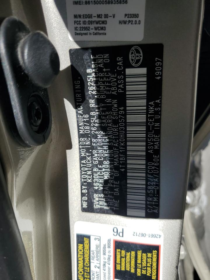 2017 TOYOTA CAMRY LE photo 34